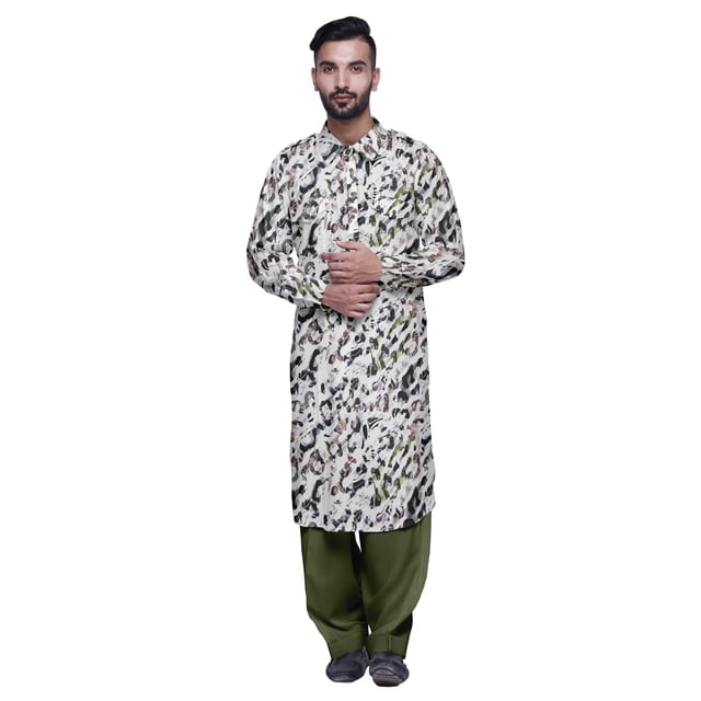 Atasi Classic Collar Long Sleeve Mens Pathani Kurta Salwar Wedding Kurta Set