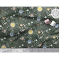 thumbnail image 2 of Soimoi Moss Georgette Fabric Planet & Sun Galaxy Print Fabric by the Yard 42 Inch Wide, 2 of 3
