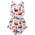 thumbnail image 3 of FOCUSNORM Robe de Noël Juniors pour Femmes Manches Longues en Peluche Col en V Dessin Animé Fête Midi, 3 of 8
