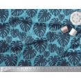 thumbnail image 3 of Soimoi Blue Modal Satin Fabric Monstera Leaves Print Sewing Fabric Yard 42 Inch Wide, 3 of 3