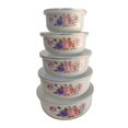 thumbnail image 2 of Tnarru 5 Pieces Mixing Bowl Set Fruits Salad Bowl Rice Bowl Multipurpose with Lids Food Storage Container for Food Biscuits Pancakes Rose, 2 of 8