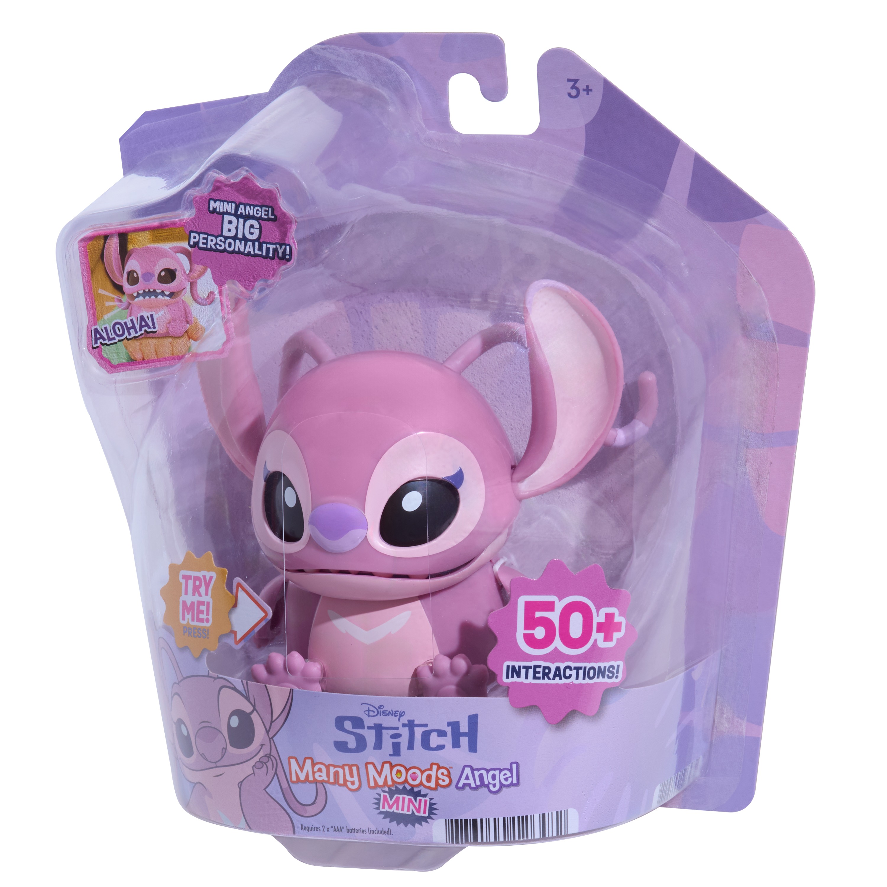 Disney Stitch Many Moods Mini Angel Interactive Toy, 50+ Sounds & Reactions, Ages 3+