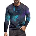 thumbnail image 1 of LUOGENLI T-shirts pour Homme pour Hommes Homme Automne et Hiver Mode Imprimé Col Rond Manches Longues T-Shirt Rétro Imprimé Intégral Hauts T-shirts Amusants pour Hommes T-shirts Graphiques Pâques Violet G, 1 of 5