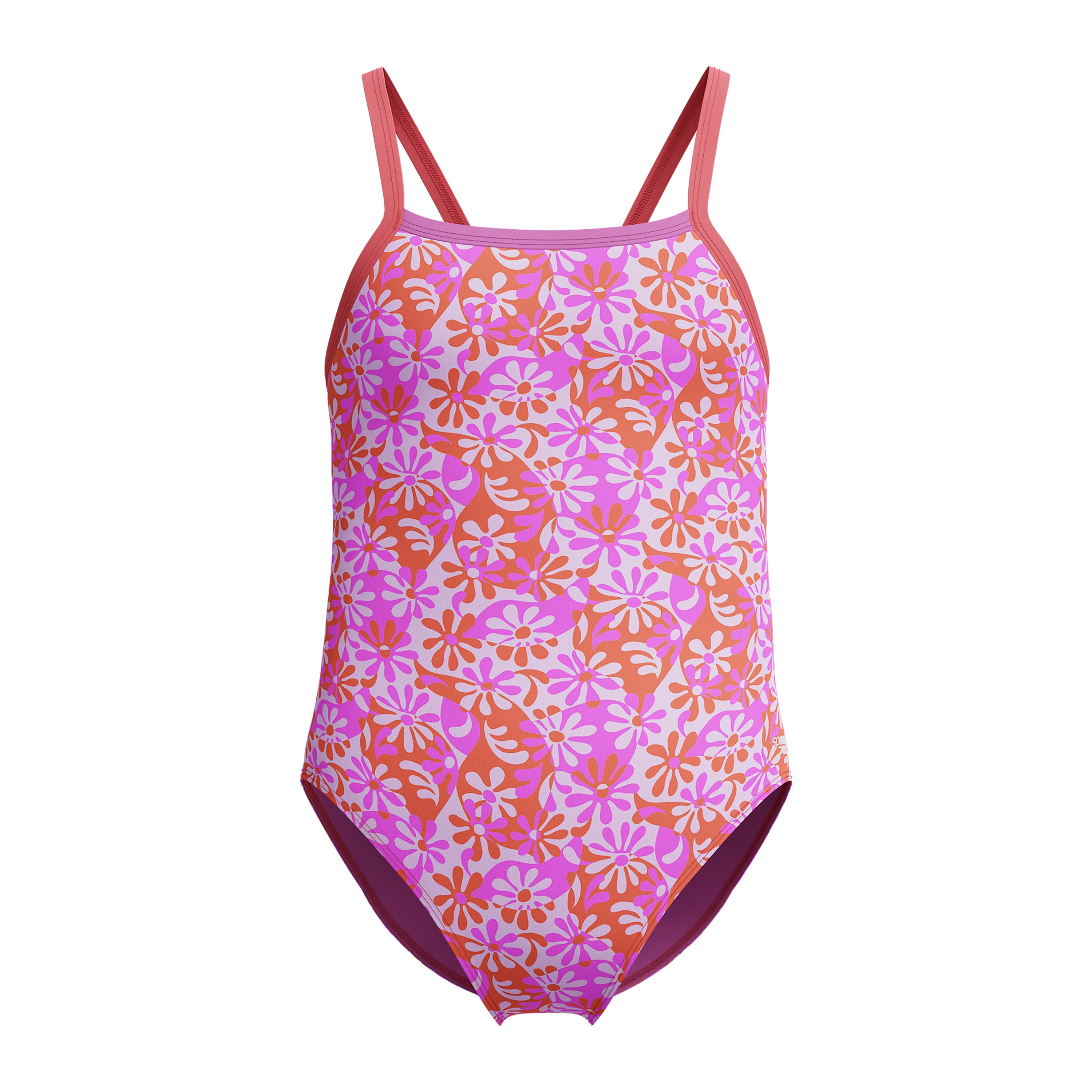 Speedo Girl's UV Protection Propel Back Printed One Piece Swimsuit - Neon Violet, Size 12