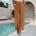 thumbnail image 2 of Summer Clearance 2025! Womens Plus Size Pants,Woman Fashion Solid Color Elastic Waist Drawstring Pocket Long Pants, 2 of 5