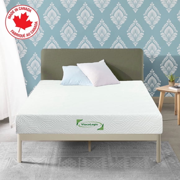 ViscoLogic Infinity Matelas Grand 10 Pouces Fabriqué au Canada Mi-Ferme Soulagement de la Pression Soutien Orthopédique Matelas en Mousse Mémoire Gel en Boîte CertiPUR-US®