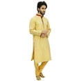 thumbnail image 4 of Atasi Kurta Pyjama en Dupion Beige Classique pour Homme Tenue de Fête Chemise de Designer-m, 4 of 7