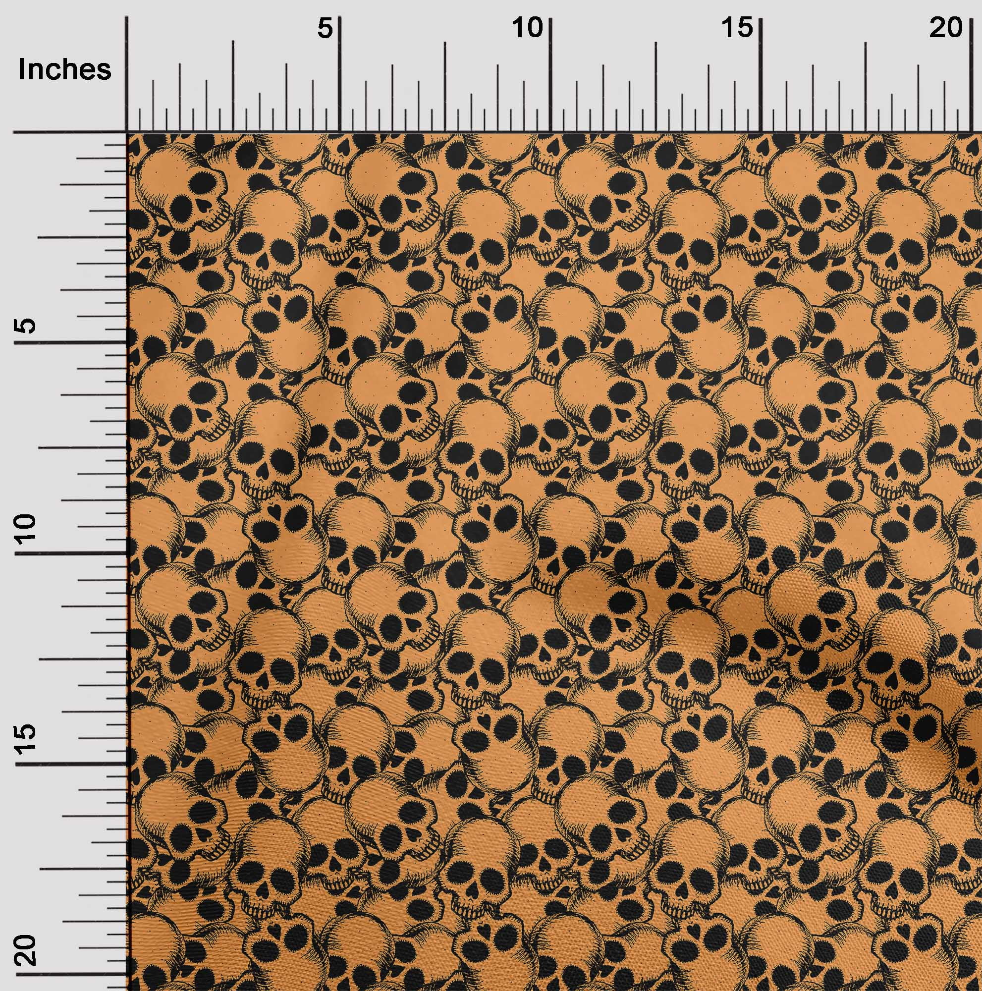 oneOone Rayon Mustard Yellow Fabric Skull Sewing Craft Projects Fabric Prints By Yard 56 Inch Wide