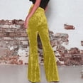 thumbnail image 3 of AherBiu Women's High Waisted Velour Bell Bottom Pants, Solid Color, Small US: 4, 3 of 7