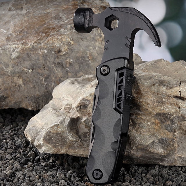 Pinces Multifonctionnelles 13 en 1 Marteau à Griffes Combinaison en Acier Inoxydable avec Gaine Fournitures d'Urgence pour Camping en Plein Air Gris