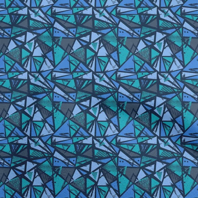 oneOone Viscose Chiffon Medium Blue Fabric Abstracts Craft Projects Decor Fabric Printed By The Yard 42 Inch Wide