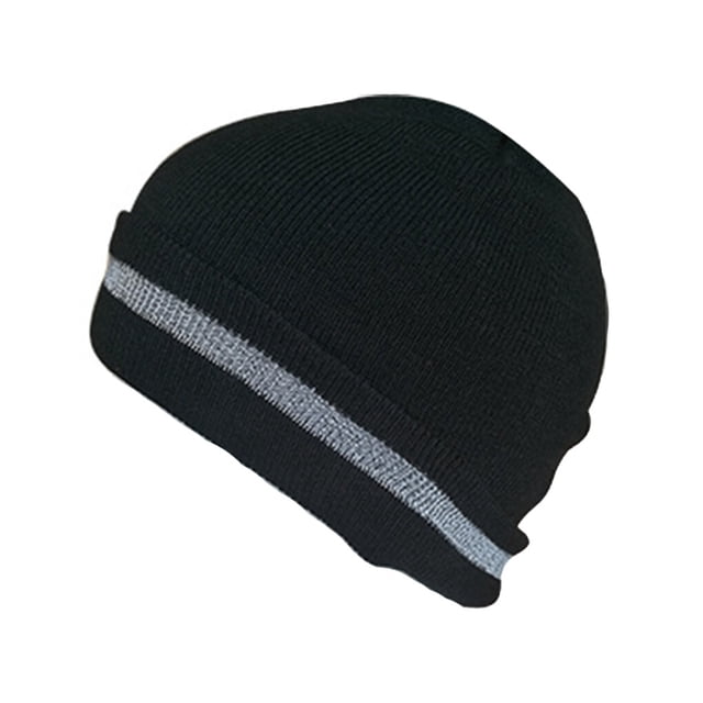 Bonnets Skull pour Hommes Doublure Réfléchissante Couleur Unie Tuque d'Hiver Chaude Multifonction Coupe-Vent Protection contre le Froid Cyclisme Décontracté Noir
