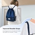 thumbnail image 3 of Costway Drawstring Backpack String Bag Folding Sports Sack w/Zipper Pocket Blue, 3 of 10