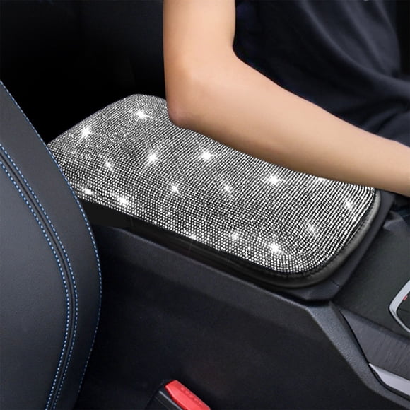 CxhicLuv Car Flashing Armrest Cushion, Auto Inlaid Console Pad, Lightweight Thin Four-Season, Vehicle Interior Accessories, Elbow Support & Decor Tools for Car Owners, Interior Enthusiasts, White