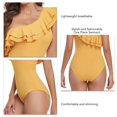 thumbnail image 1 of Ruffled Bathing Suits, Pure Color One Piece Swimsuit One Shoulder Asymmetric  For Women For Vacation Yellow XXL, 1 of 6
