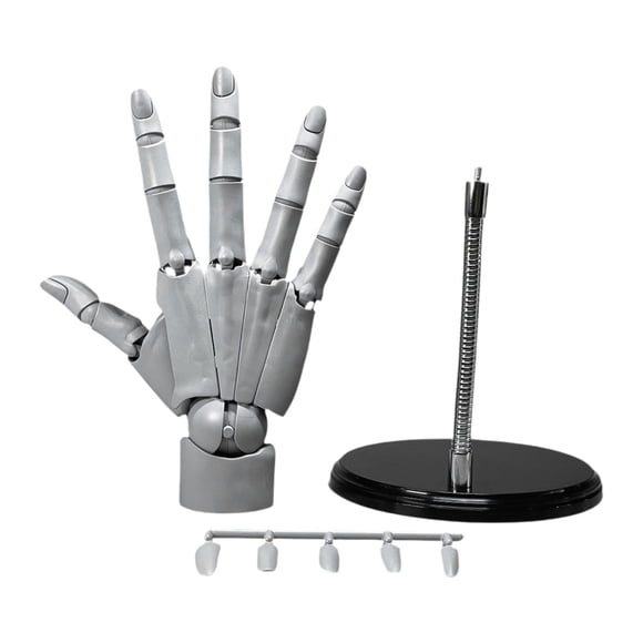 veasfak Flexible Hand Model Crafts Joints Moveable for Painting Displaying Sketching Gray