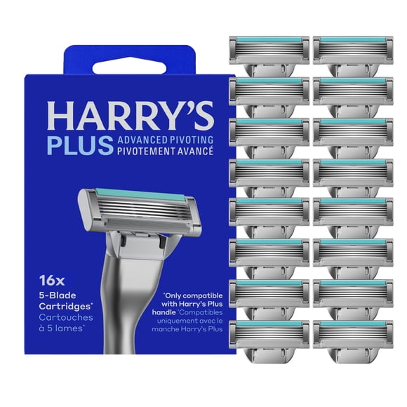 Harry's Plus Razor Refills - Razor Blade Cartridges, Compact Cartridge Design for Precise Control, Shaving Kit for Men - Only Compatible with Harry's Plus Handles - 16 count