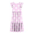 thumbnail image 4 of LOVZFMLL Fashion Girls Summer Short Sleeves Round Neck Solid Color Dress, 4 of 5