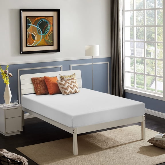 FDW Matelas en Mousse Mémoire Simple 8 Pouces, Fermeté Moyenne, Certifié CertiPUR-US, Infusé de Gel, Soulagement de la Pression, Blanc