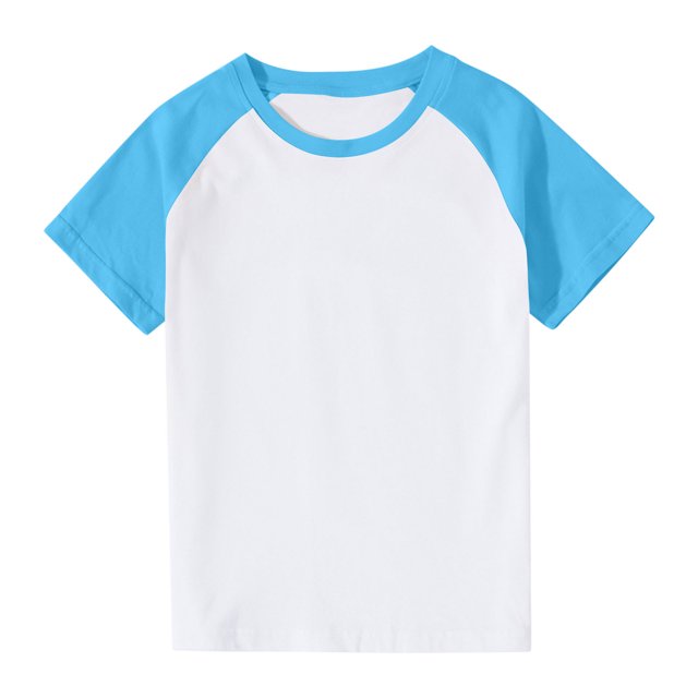 VKOYWKM T-Shirts pour Tout-Petits Garçons Filles à Blocs de Couleur Raglan Hauts Mignons Col Rond Manches Courtes T-Shirts Petites Filles Chemise de Rentrée