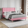 thumbnail image 1 of Upholstered Platform Bed Frame Twin Size with Headboard,Mattress Foundation Strong Wooden Slats Support No Box Spring Needed Easy Assembly Light Grey, 1 of 2