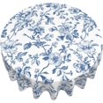 thumbnail image 3 of Navy Blue Floral Tablecloth Round 60 x 60 Inch Navy Blue Chinoiserie Floral Table Cloth Polyester Fabric Vintage Spring Summer Flowers Farmhouse Table Cover for Kitchen Party Picnic Outdoor Decor, 3 of 6