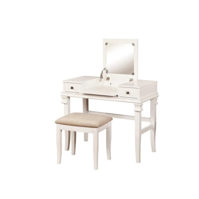 Riverbay Furniture Ensemble de Coiffeuse Blanc (2 Pcs)