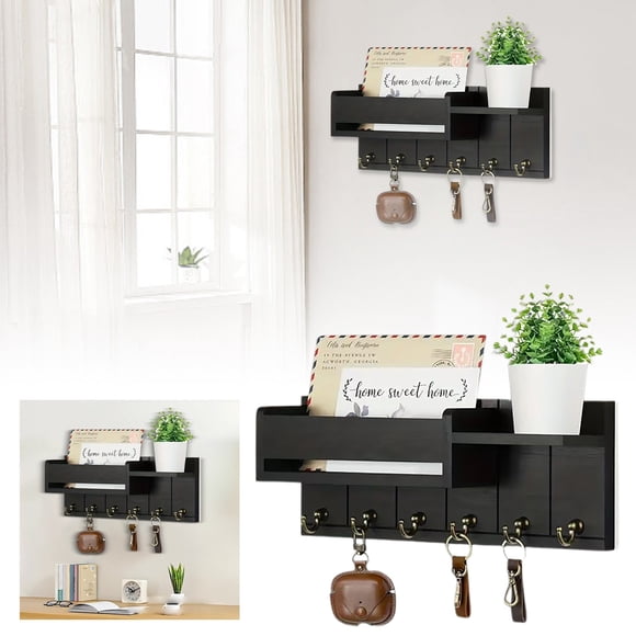 WIFKLSIIPG Wooden Storage Rack for Living Room Bedroom and Bathroom Elegant Mail Organizer Shelf Stylish Wall Mounted Storage Solution for Home Organization