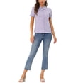 thumbnail image 2 of INSPIRE CHIC Chemise Imprimée pour Femme à Col Peter Pan, Boutonnée, Manches Bouffantes, Violet Floral TP, 2 of 6