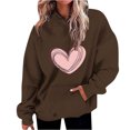 thumbnail image 1 of Penkiiy Mode Décontractée pour Femmes Saint-Valentin Imprimé Manches Longues Hauts Chandails en Molleton L Café, 1 of 5
