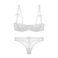 thumbnail image 1 of Varsbaby Unlined Balconette Demi-Cup Underwire Lace Bra and Thongs, 1 of 5
