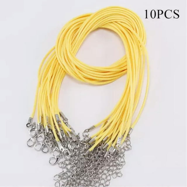 JUNWELL 10Pcs Leather Wax String Lobster Clasp Chain Pendant Necklace Rope Cords DIY 2MM-coffee-2mm