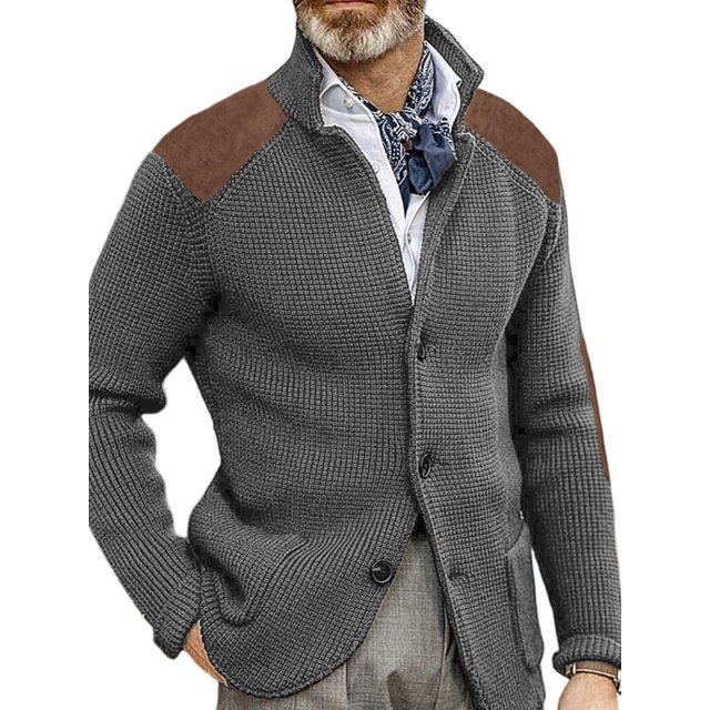 MAWCLOS Mens Cardigan Sweater Long Sleeve Jacket Button Down Coat Knitted Winter Warm Open Front Outwear Grey 3XL