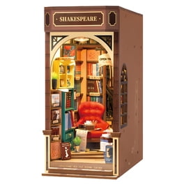 Kit Maquette Maison De Poupée DIY Book Nook – Puzzle 3D En Bois – Coin Librairie Maison De Poupée Avec Kit LED – Noël