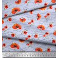 thumbnail image 2 of Soimoi Blue Velvet Fabric Text & Poppy Floral Print Fabric by the Yard 58 Inch Wide, 2 of 3