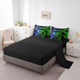 thumbnail image 3 of 7Pcs Kids Gamer Comforter Set King, Gaming Bedding Comforter Set, Video Games Gamepad Bed In A Bag Neon Glowing Square Geometric Grid Blue Green Bed Sets With Comforter And Sheets, 3 of 5