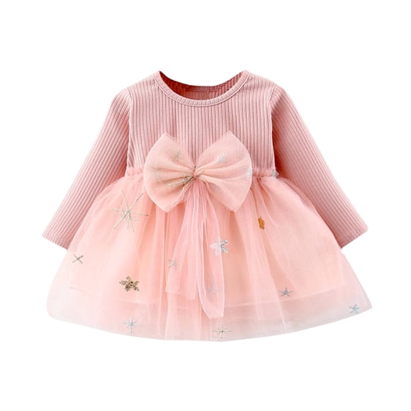 Ketyyh-chn99 Newborn Baby Girl Tutu Dress Toddler Kids Baby Girls Tulle Bowknot Knit Dress Princess Clothes for 70,Pink