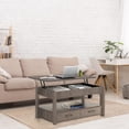 thumbnail image 3 of QRInnovations Table Basse à Plateau Relevable à 2 Tiroirs avec Compartiment Caché et Étagères de Rangement, Gris, 3 of 6