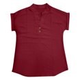 thumbnail image 4 of 2025 Women Spring Summer Clothing Casual Tops for Women Solid Button Back Ruffled Quarter Sleeve Trim Blouse Casual Short Button Up Blouse for Women Sleeve Blouse, 4 of 4