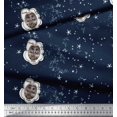 thumbnail image 2 of Soimoi Satin Silk Fabric Star & Owl Bird Printed Fabric 1 Yard 42 Inch Wide, 2 of 3