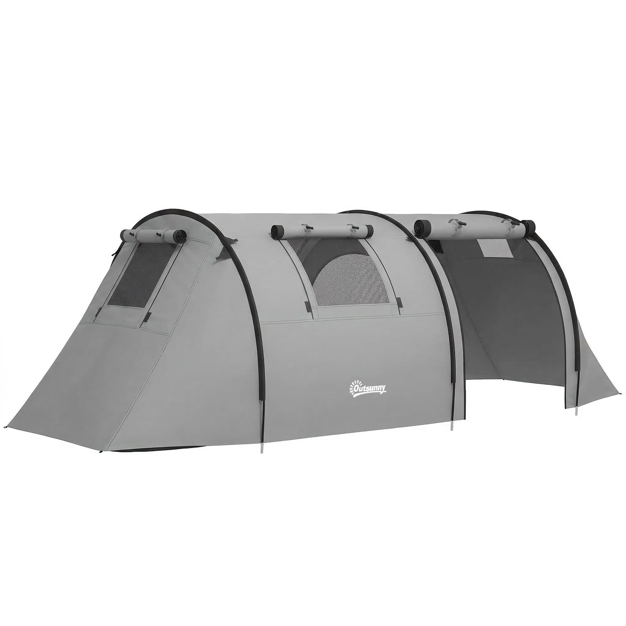 Outsunny 3-4 Person Camping Tent With 2 Rooms, Waterproof Family Tent 185" L X 86.6" W X 59.1" H