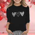 thumbnail image 2 of PMVFHDE Hauts d'Été pour Filles T-Shirts Graphiques pour Filles Hauts d'Été Tendance Hauts pour Filles T-Shirt Robes pour Filles Imprimé de la Saint-Valentin Col Rond Fonctionnel Manches 3/4 T-Shirt Noir, 3-4 Ans, 2 of 4