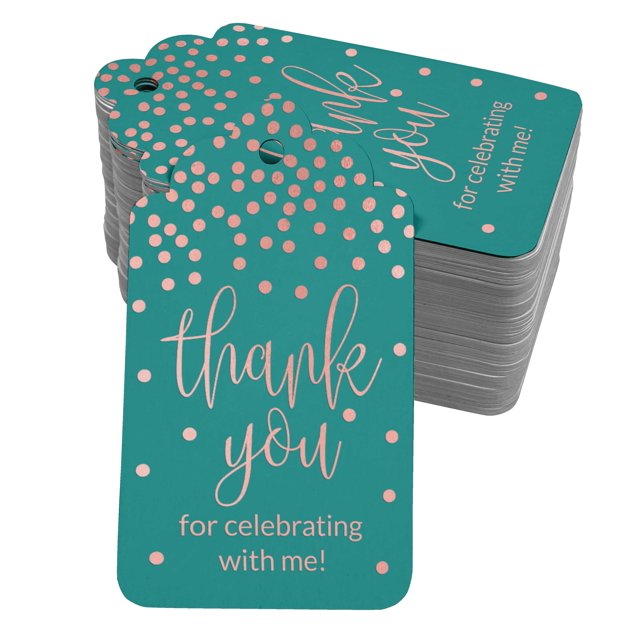 Inkdotpot Real Rose Gold Foil ThankYou For Celebrating With Me Birthday Tags Favor Hang Paper Tags 50 Pack