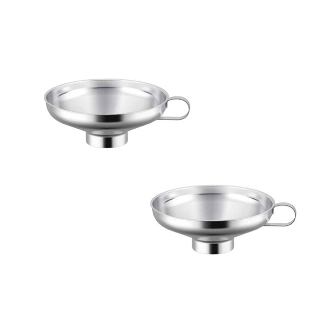 Oleegame 2PC Stainless Canning Funnel Lightweight Wide Mouth Jar Funnel With Handle Suitable For Wide Mouth And Conventional Jar Food Grade Metal Jam Kitchen Tools