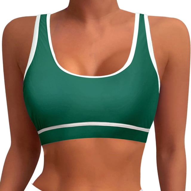 Women's Sports Bra Bikini Tops Racerback Swimwear Set Padded Crop Top Bathing Suits for Active