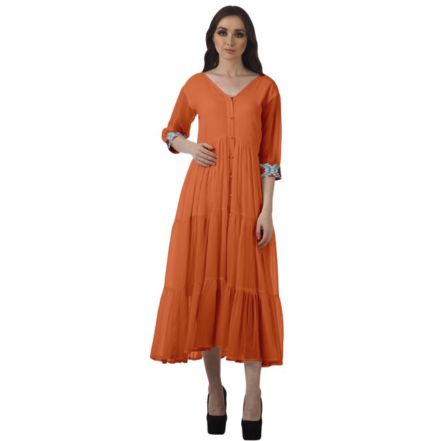 Moomaya Robes Longues Formelles Femmes Robes Décontractées à Volants Boutonnées Femmes