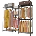 thumbnail image 1 of Wire Garment Rack Closet Wardrobe with Hanging Rod, Heavy Duty Freestanding Metal Hanging Clothes Rack Adjustable Storage Shelves Max Load 396lbs, 1 of 9