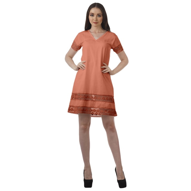 Moomaya Femmes Plage Uni Grande Taille Coton Flex Tenue d'Été Robes pour Dames