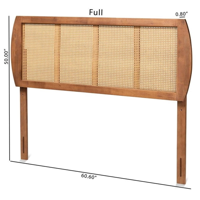 Baxton Studio Harris Walnut Finished Wood and Rattan Full Size Headboard