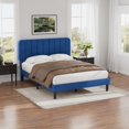 thumbnail image 2 of VECELO Queen Size Upholstered Beds, Modern Platform Bed Frame with Adjustable Headboard, Wooden Slats Support/No Box Spring Needed, Dark Blue, 2 of 8